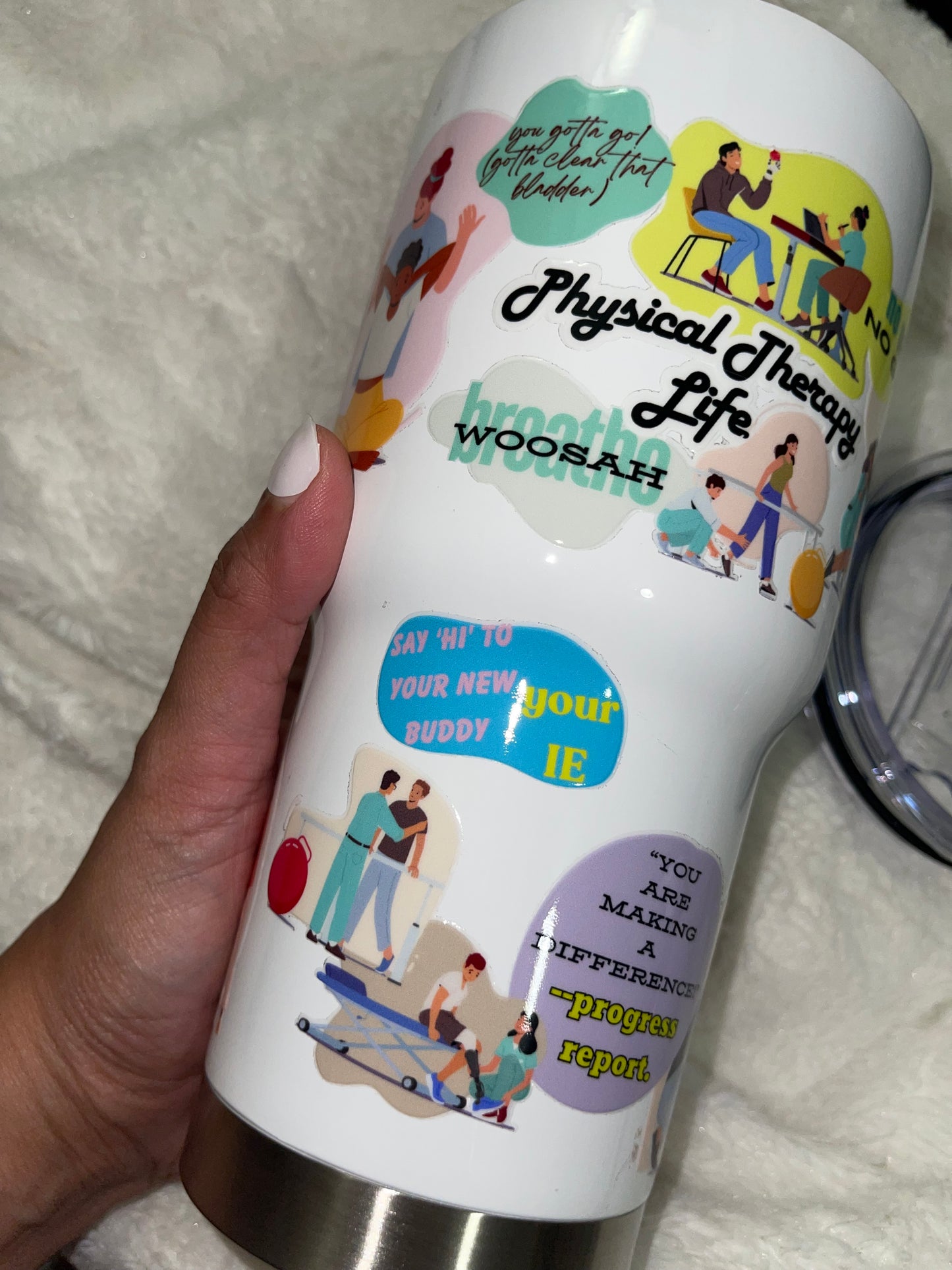 Physical Therapy Life Insulated Tumbler with Lid | Hot/Cold | 30fl oz | White