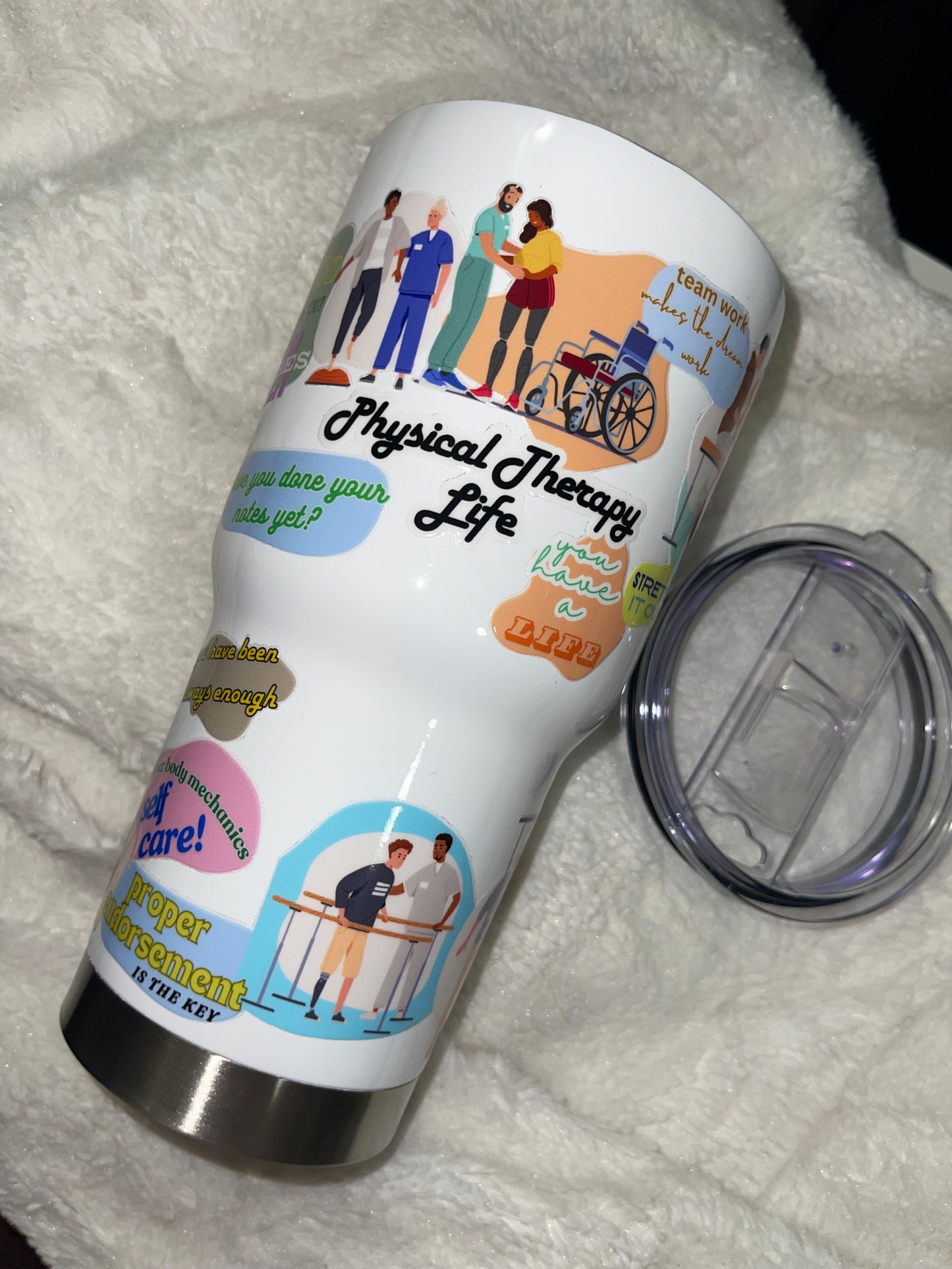 Physical Therapy Life Insulated Tumbler with Lid | Hot/Cold | 30fl oz | White