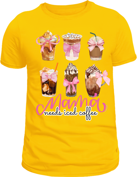 Mama needs iced coffee- pink ribbon tee | adult unisex