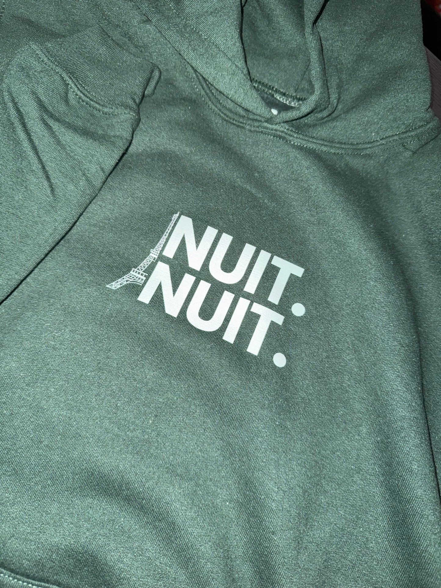 Nuit.Nuit.Eiffel Tower Hoodie pocket size center chest| YOUTH/KID Unisex size