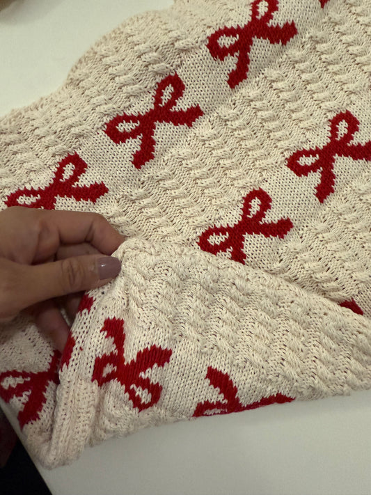 Red bow Knitted Tote | limited stocks