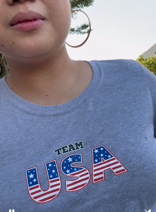 Team USA Tee | pocket size center chest Print | Adult LADIES SIZE