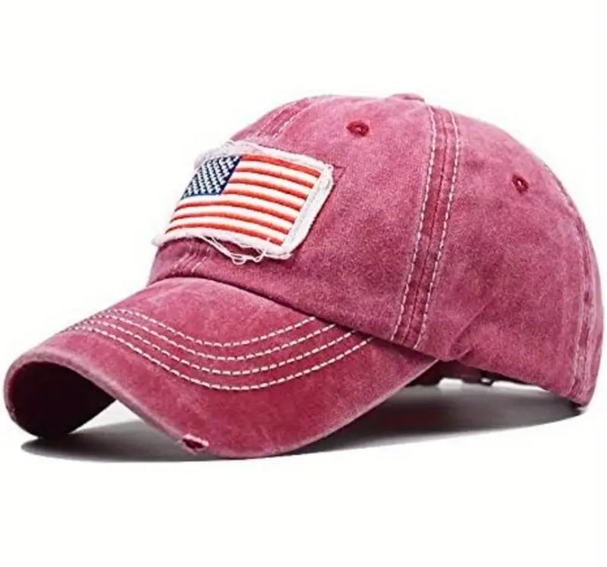 USA FLAG Patch embroidered PONYTAIL distressed baseball cap | adjustable size | left sided embroidered | Women's| limited stocks