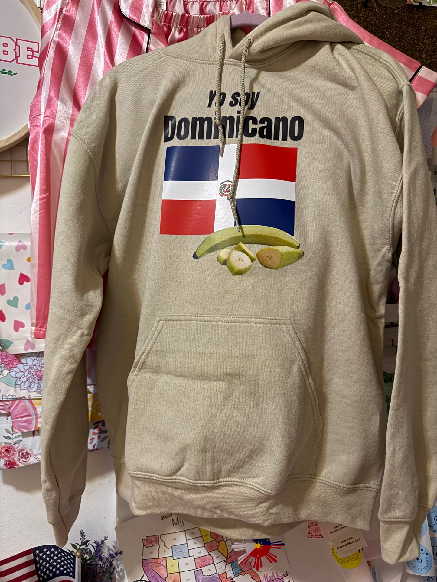 Yo soy Dominicano Flag with Plantain Hoodie | full chest print |ADULT UNISEX size