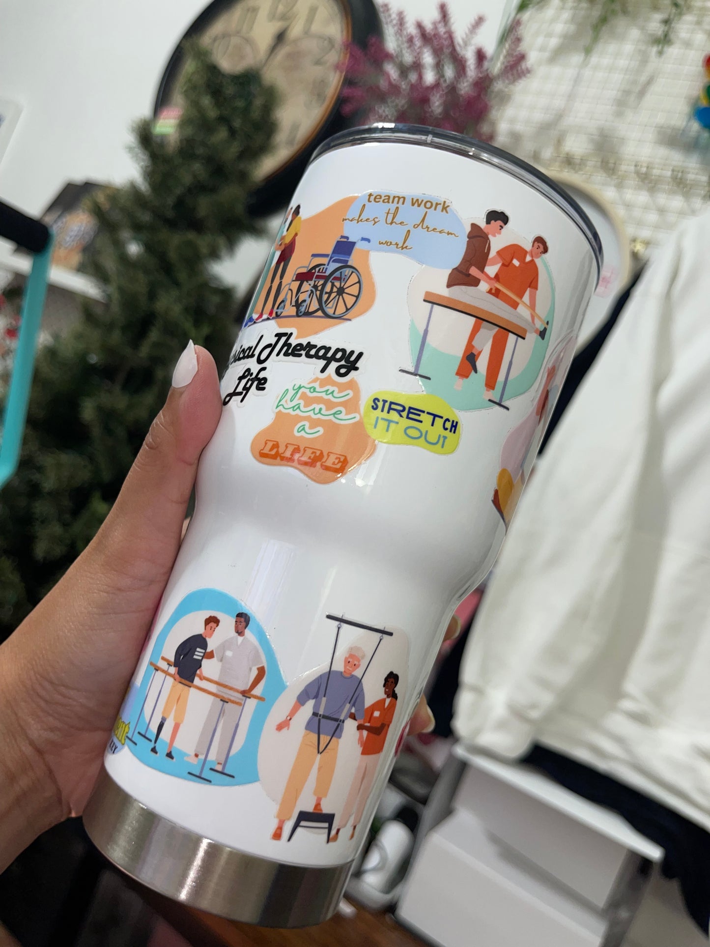 Physical Therapy Life Insulated Tumbler with Lid | Hot/Cold | 30fl oz | White