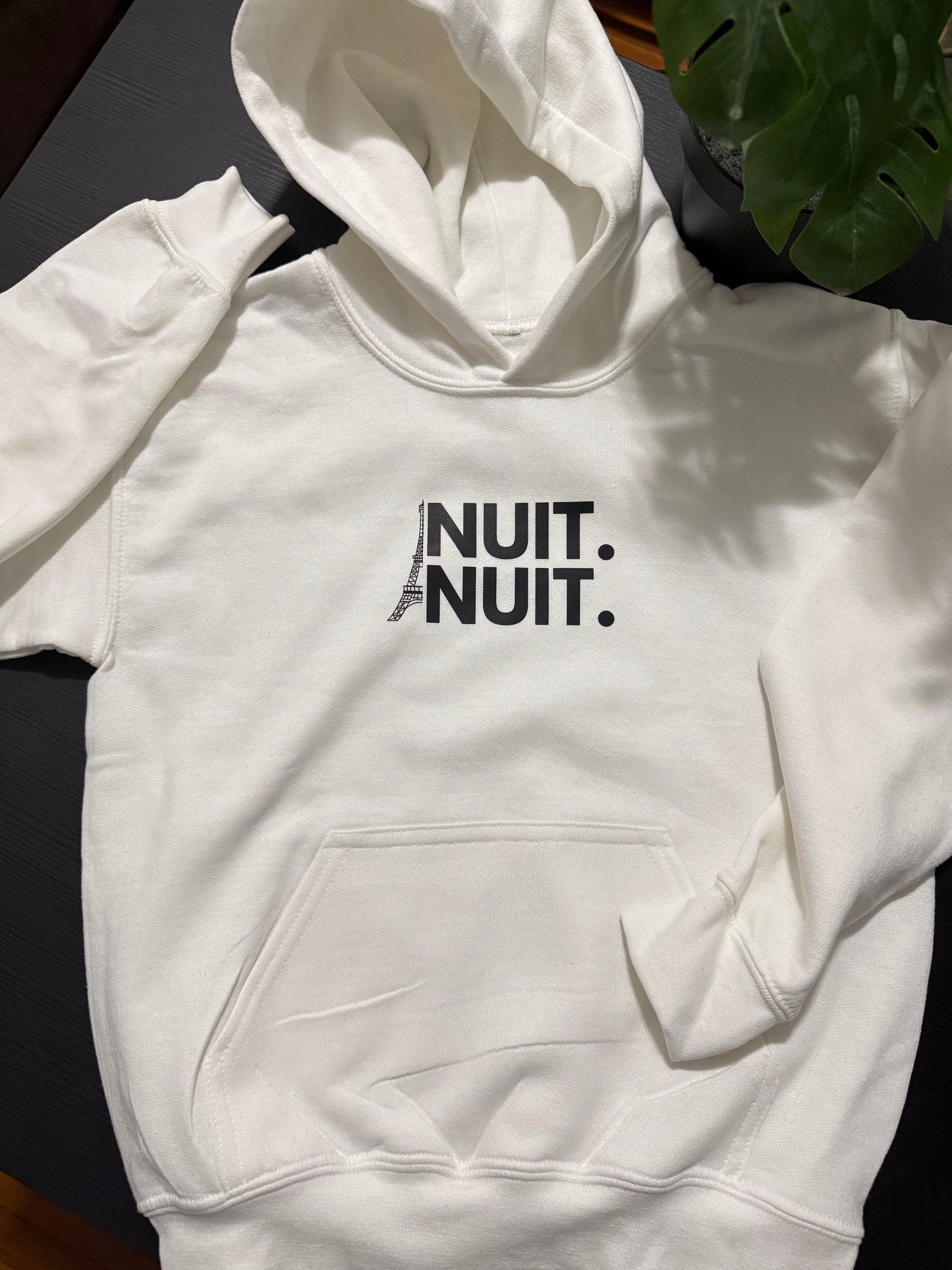 Nuit.Nuit.Eiffel Tower Hoodie pocket size center chest| YOUTH/KID Unisex size