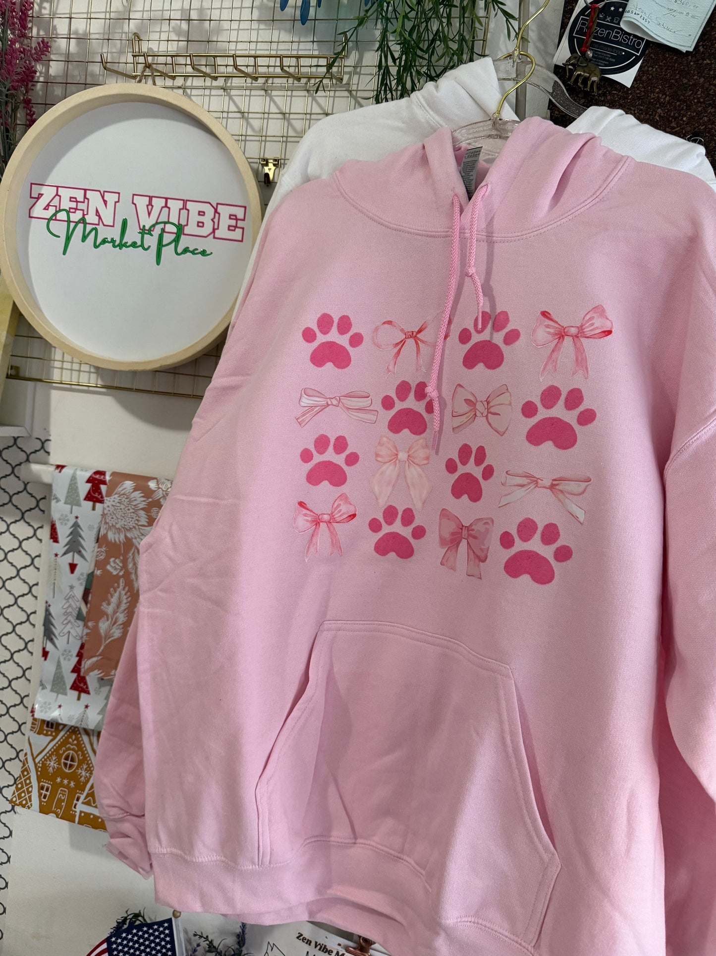 Pink Paws + Pink Ribbons HOODIE | Adult Unisex | full chest print