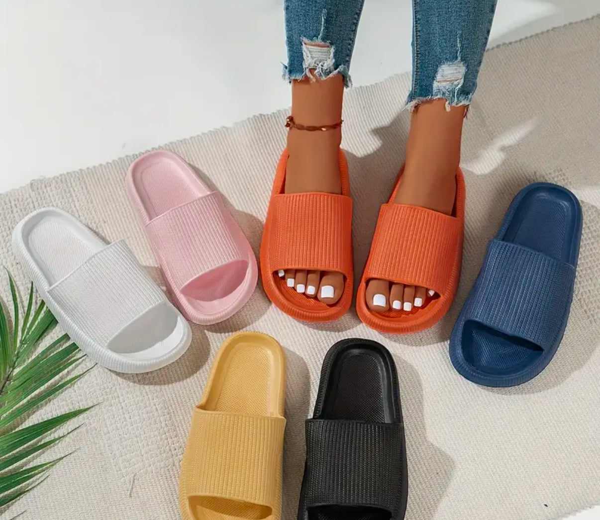 Solid Color Soft slip-on Pillow slides | lightweight footwear | open toe | Adult size | Flat Heel | EVA material | Limited Stocks