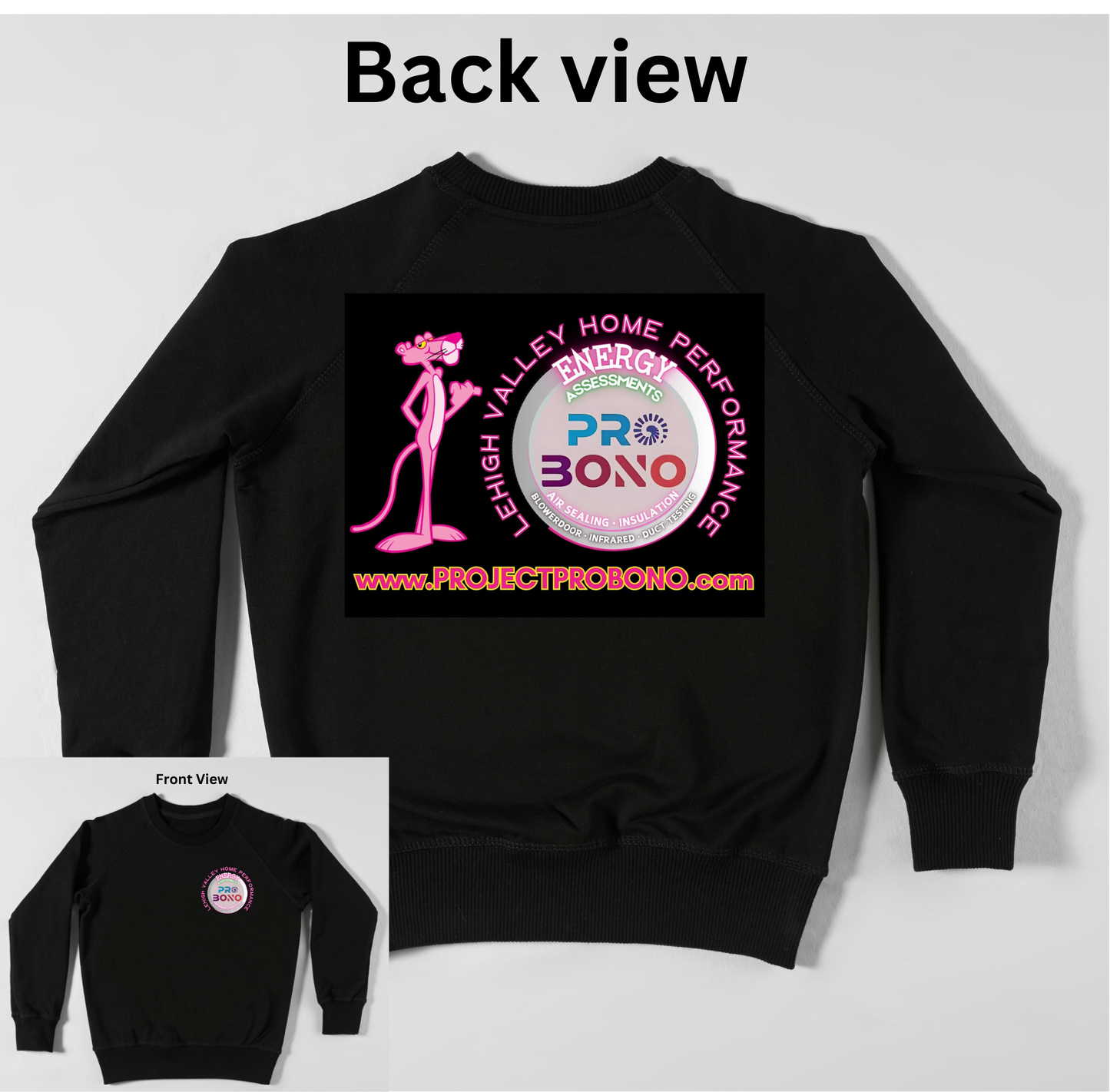 Pro Bono Sweatshirt | Adult| pocket size left chest+ back print | Business Merch