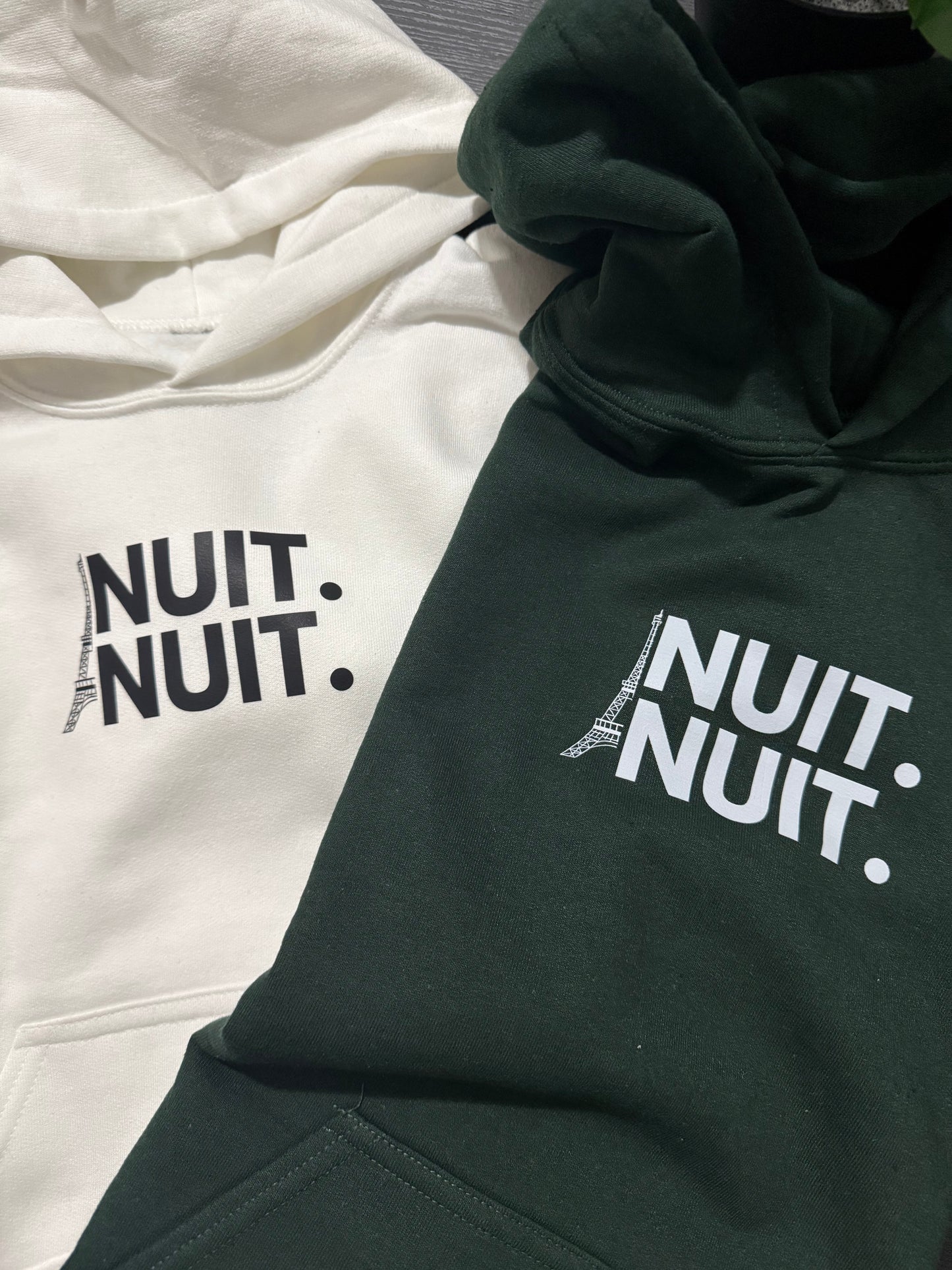 Nuit.Nuit.Eiffel Tower Hoodie pocket size center chest| YOUTH/KID Unisex size