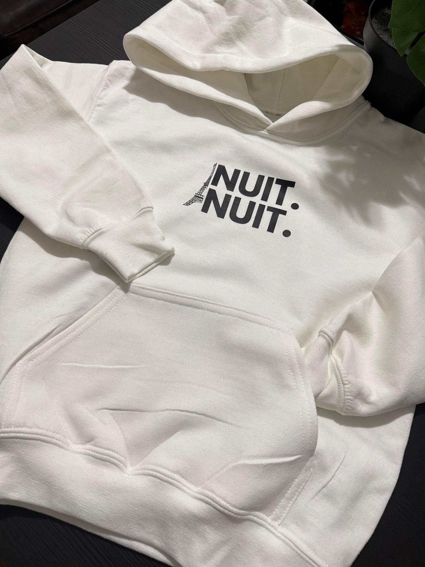 Nuit.Nuit.Eiffel Tower Hoodie pocket size center chest| YOUTH/KID Unisex size