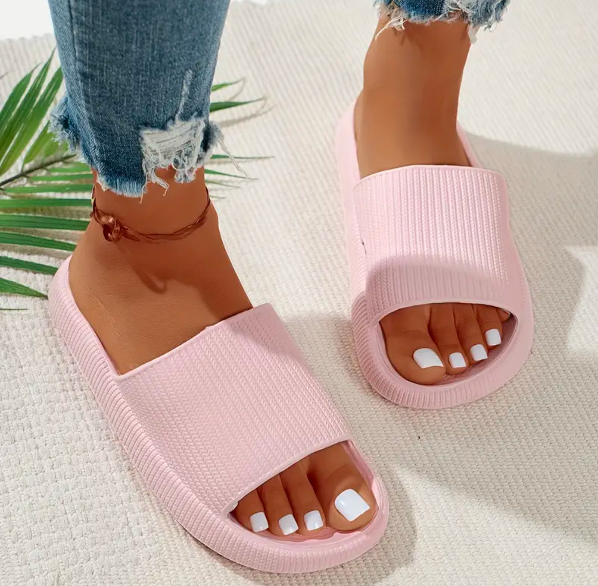 Solid Color Soft slip-on Pillow slides | lightweight footwear | open toe | Adult size | Flat Heel | EVA material | Limited Stocks