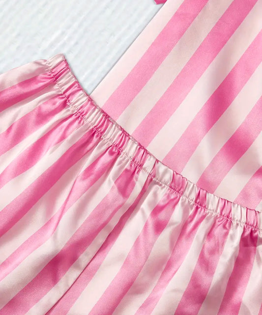 Pink Stripes Pajama set | button down top+shorts | short sleeves | Women's Pajama Set | Adult | Limited Stocks