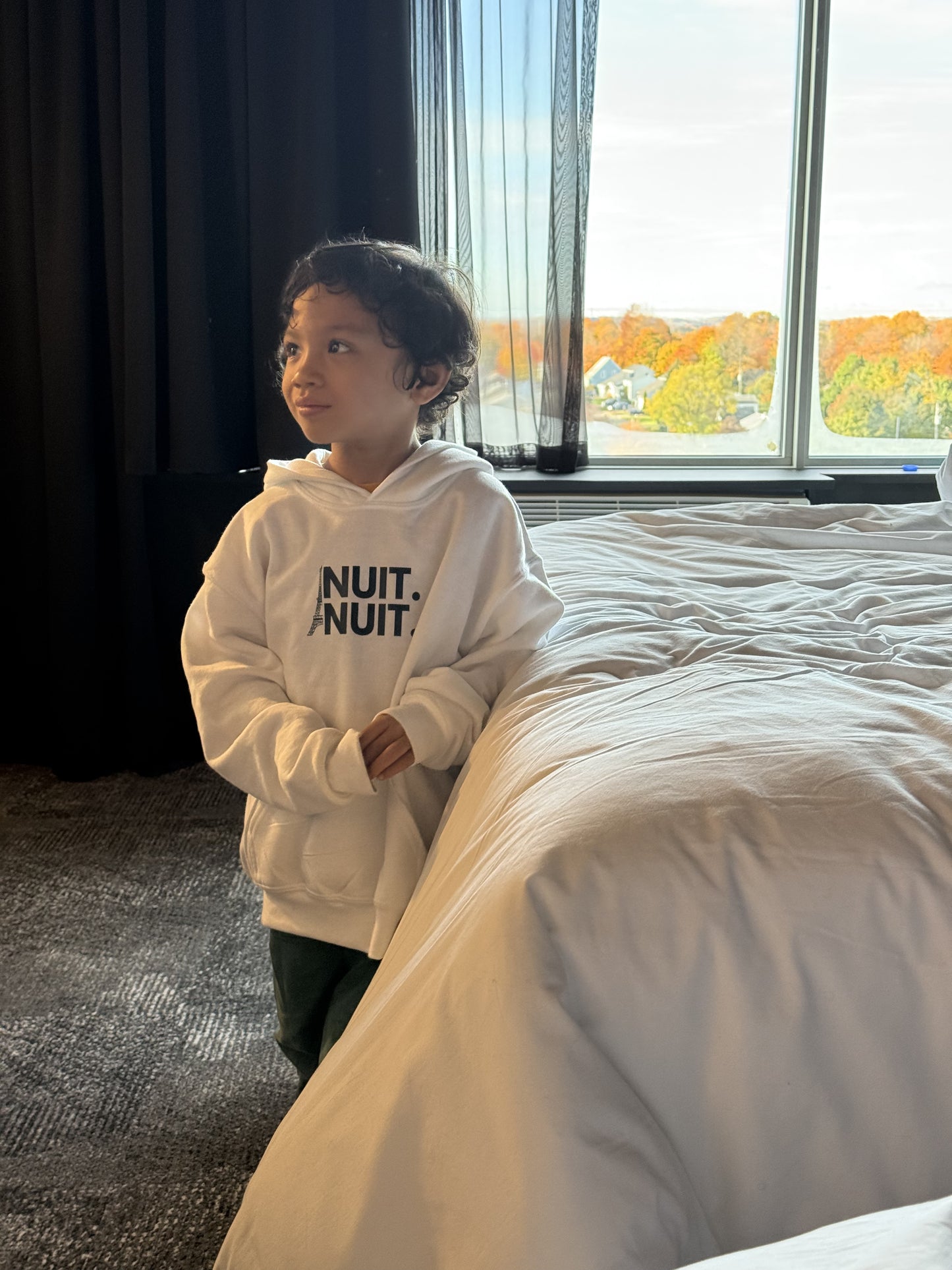 Nuit.Nuit.Eiffel Tower Hoodie pocket size center chest| YOUTH/KID Unisex size