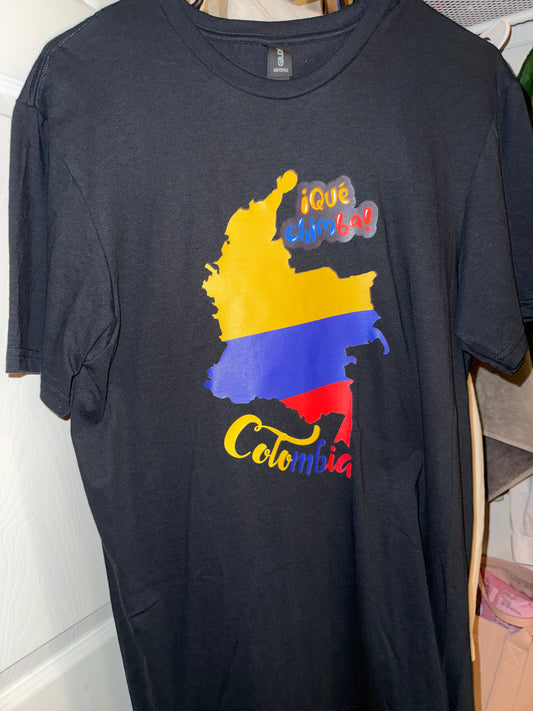 Que Chimba + Colombian Map TEE | Chest print | adult Unisex size