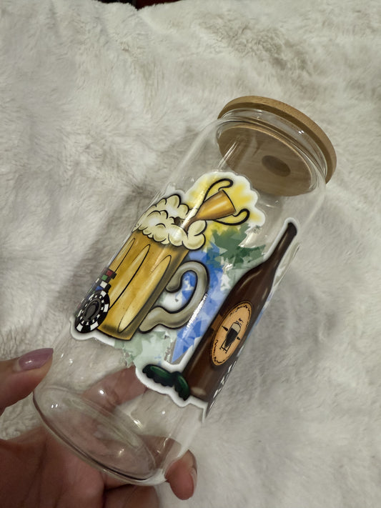 Mancave Poker beercan glasscup set | 20 oz | Permanent UV DTF | Clearance Sale