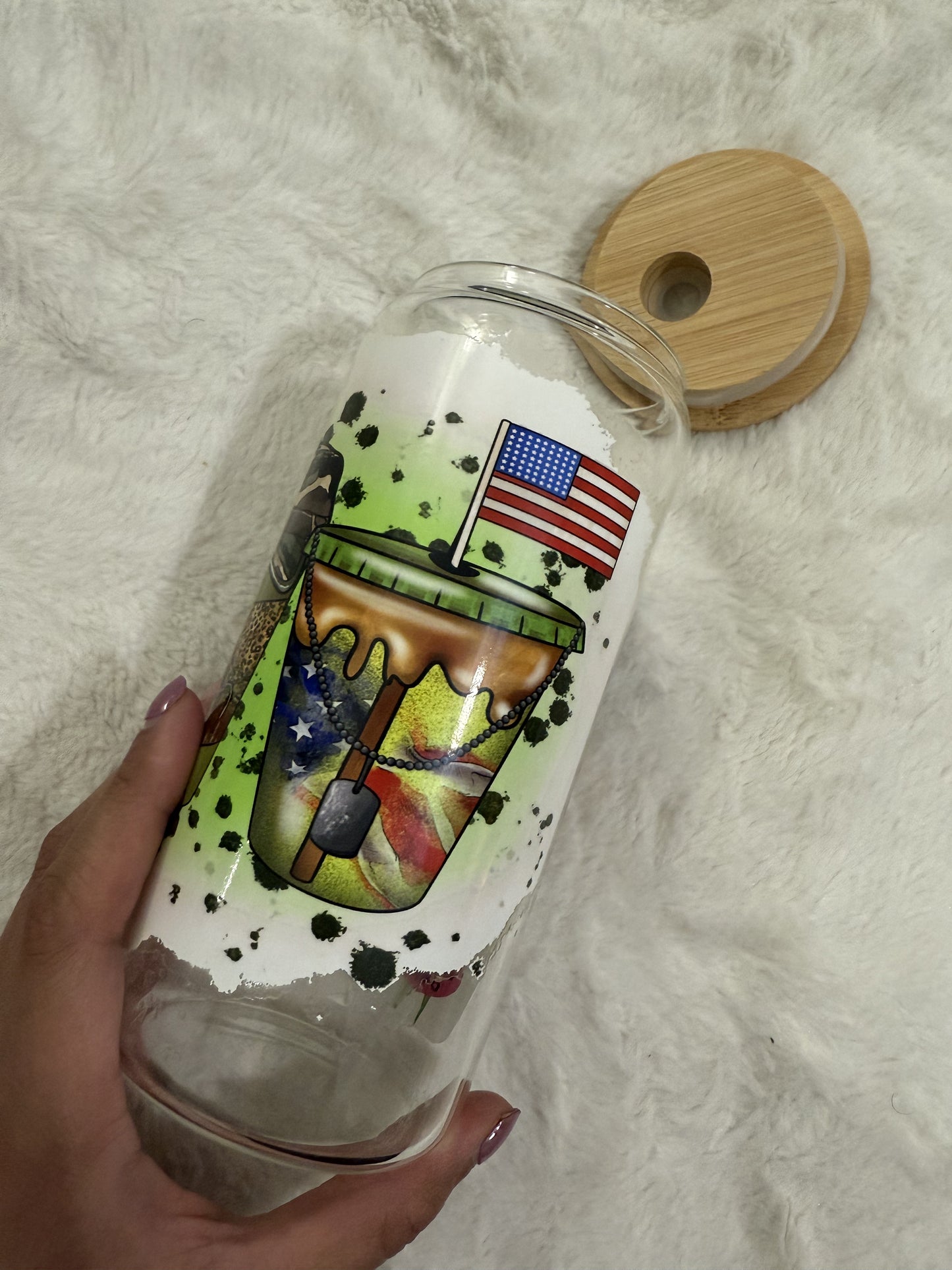 Veterans | Army beercan glasscup set | 20 oz | Permanent UV DTF | Clearance Sale