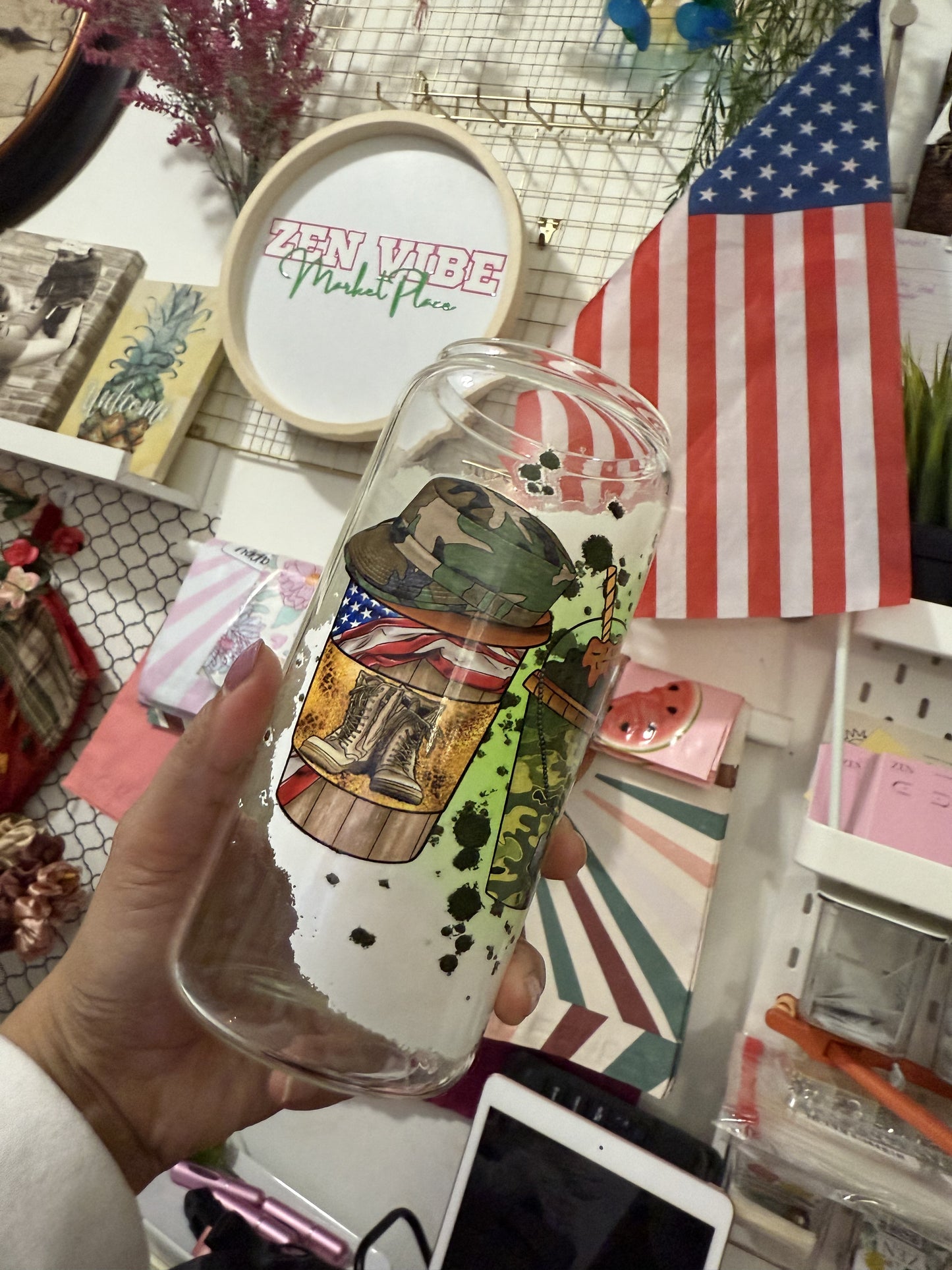 Veterans | Army beercan glasscup set | 20 oz | Permanent UV DTF | Clearance Sale