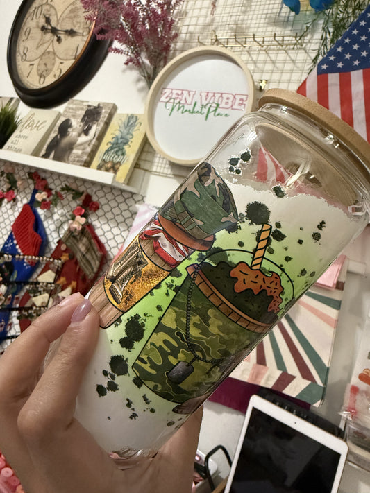 Veterans | Army beercan glasscup set | 20 oz | Permanent UV DTF | Clearance Sale