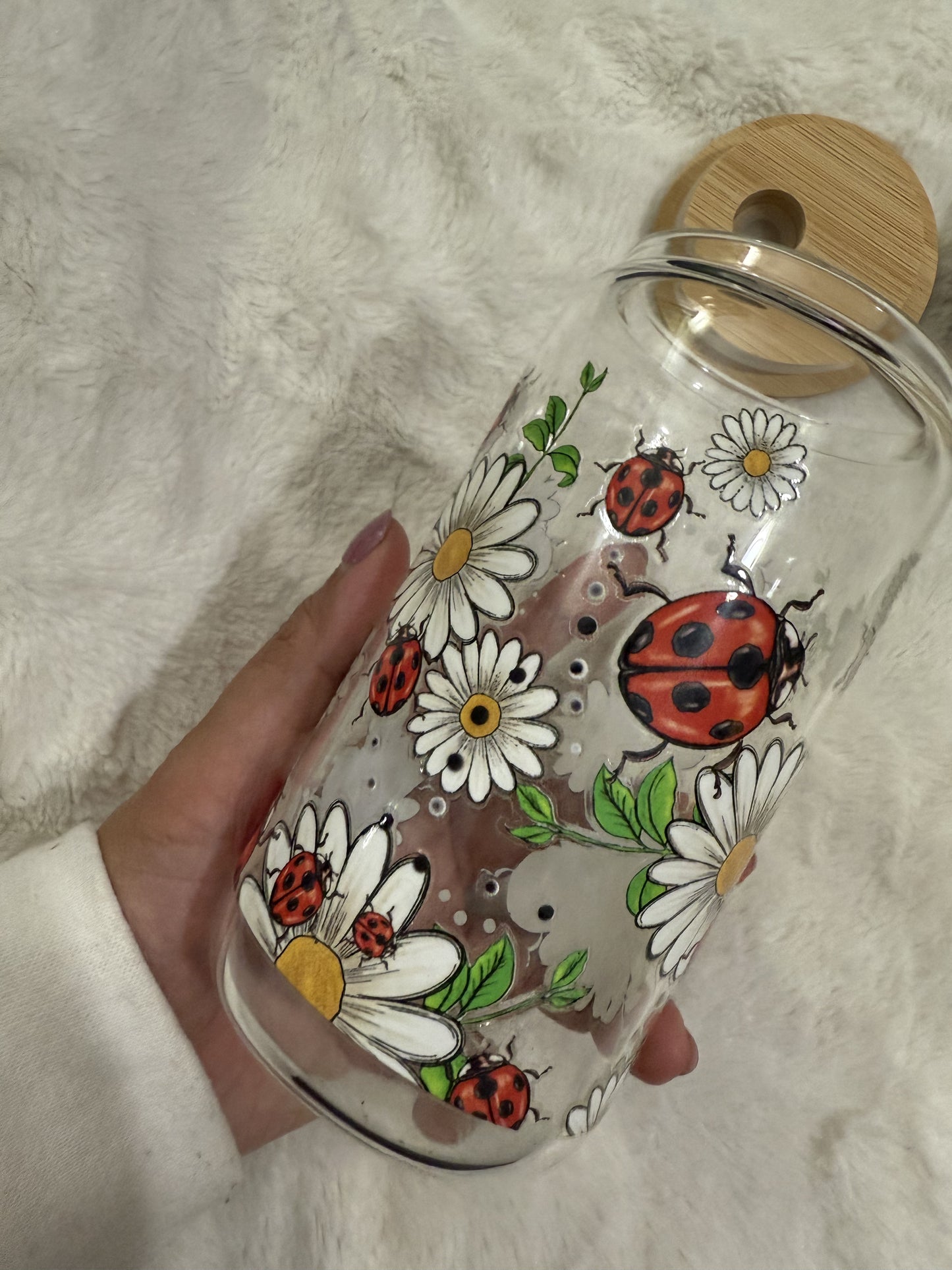 Ladybug beercan glasscup set | 16 oz | Permanent UV DTF | Clearance Sale