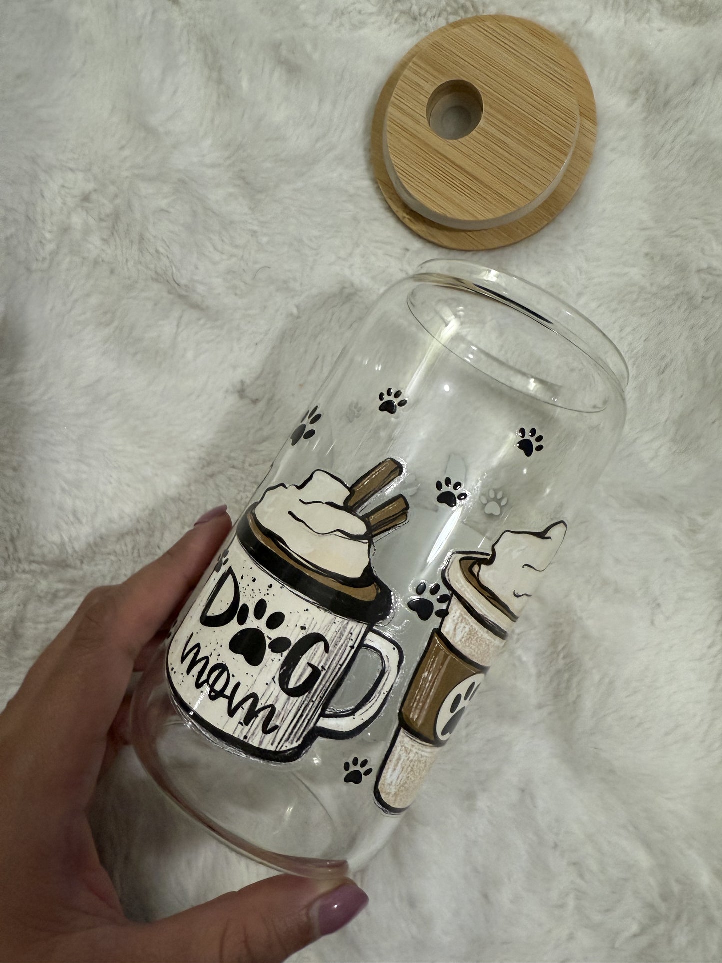 Dog Mom Paws beercan glasscup set | 16 oz | Permanent UV DTF | Clearance Sale