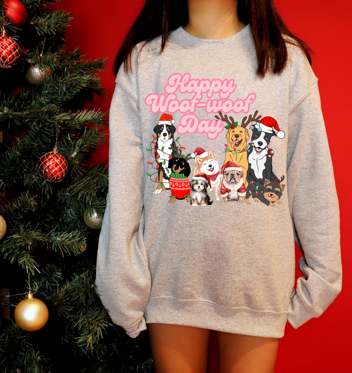 Happy Woof-Woof Day Sweatshirt | Adult Unisex | full chest print