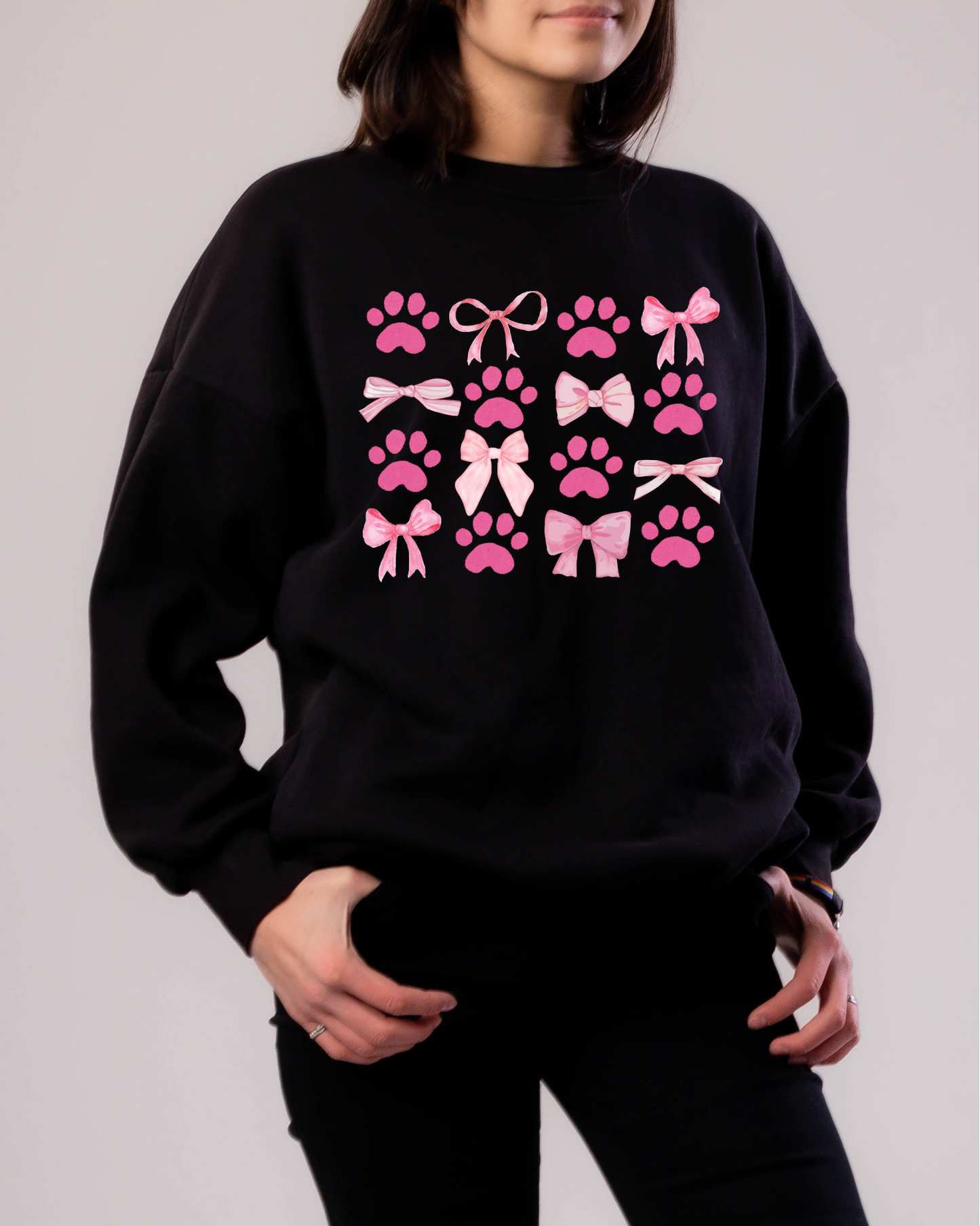 Pink Paws + Pink Ribbons Sweatshirt | Adult Unisex | full chest print