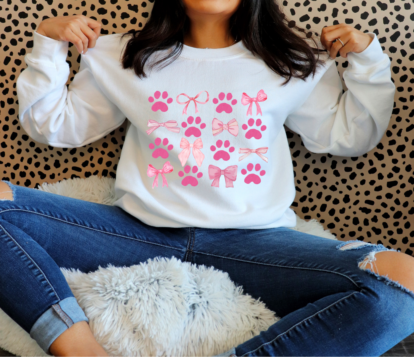 Pink Paws + Pink Ribbons Sweatshirt | Adult Unisex | full chest print