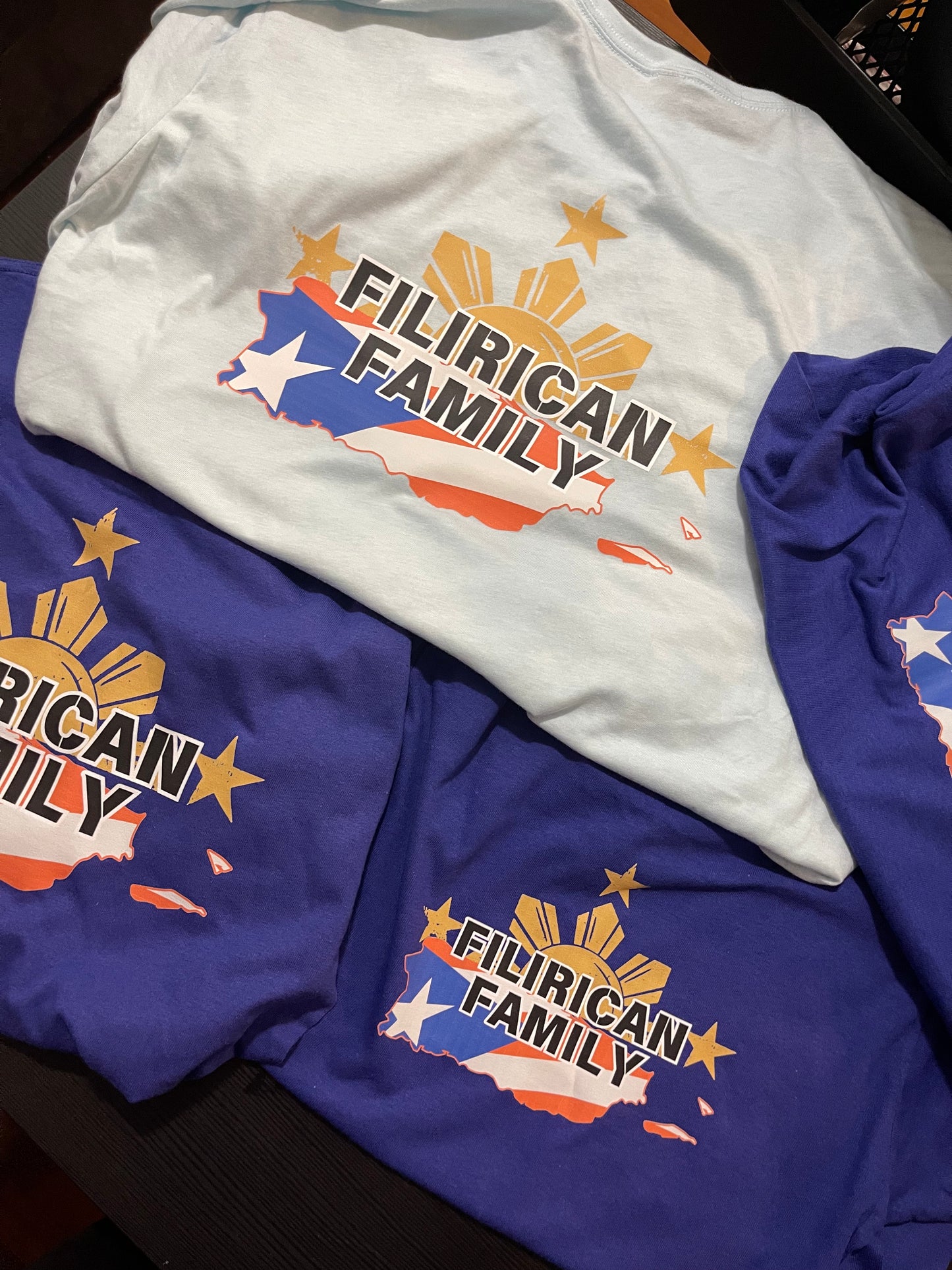 FILIRICAN FAMILY 3stars+sun flags Tee | center pocket size + Back print |ADULT UNISEX size