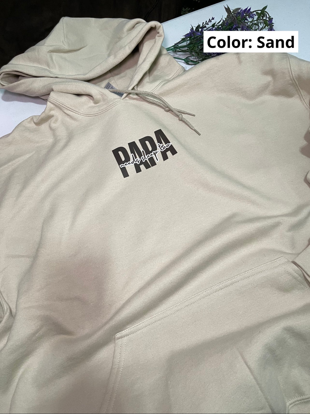 papa needs sleep too hoodie | pocket center chest | Black Print | Unisex size