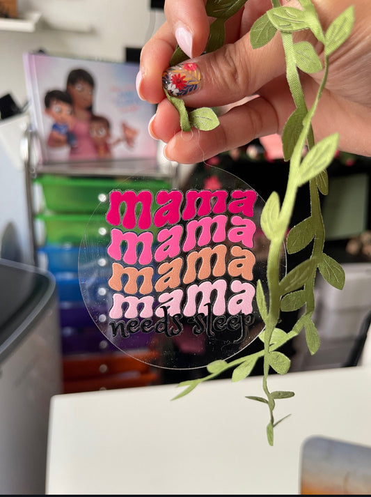 Mama wave needs sleep Ornament | Pink Ombre | RoundClearAcrylic | Accessories