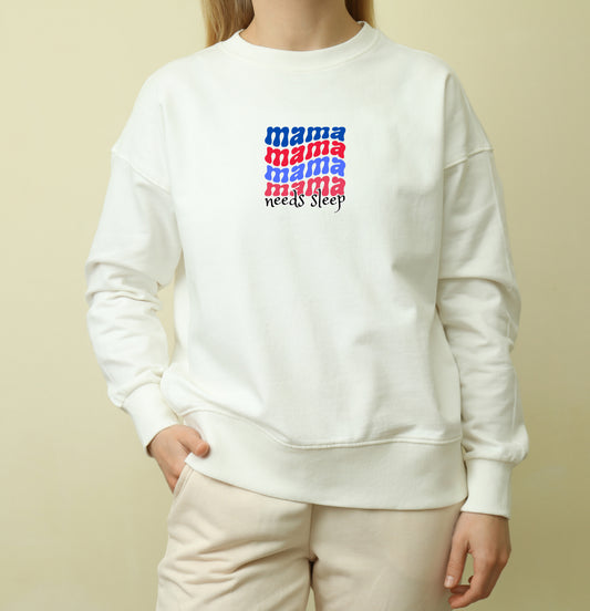 Mama wave needs sleep Sweatshirt | red+blue print | pocket size center chest| Adult Unisex