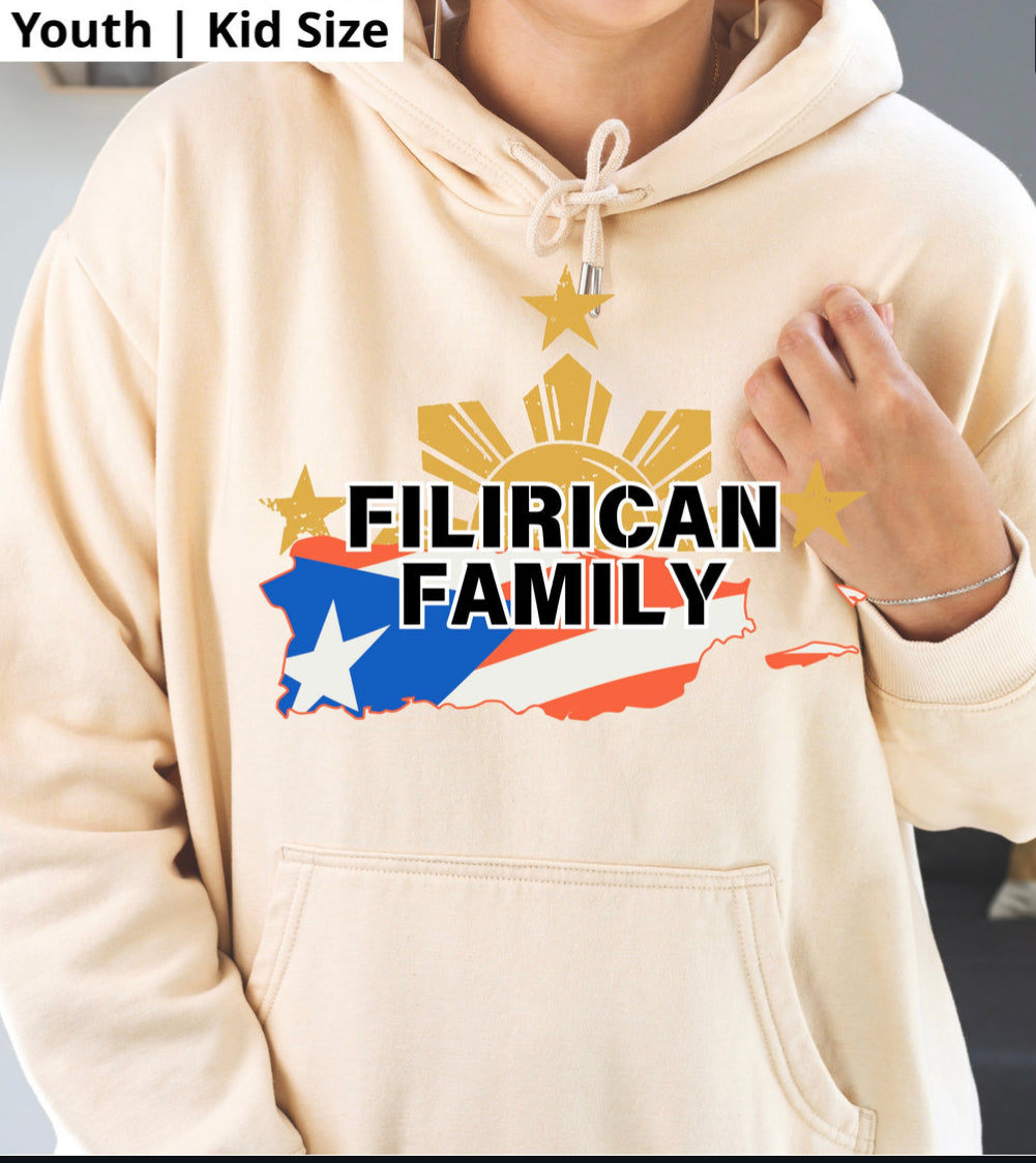 FILIRICAN FAMILY 3stars+sun flags Hoodie | full chest print | KIDS + YOUTH size