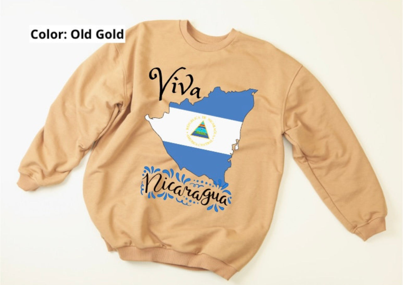 Viva Nicaragua Map Sweatshirt | Full Chest Print | Adult Unisex size