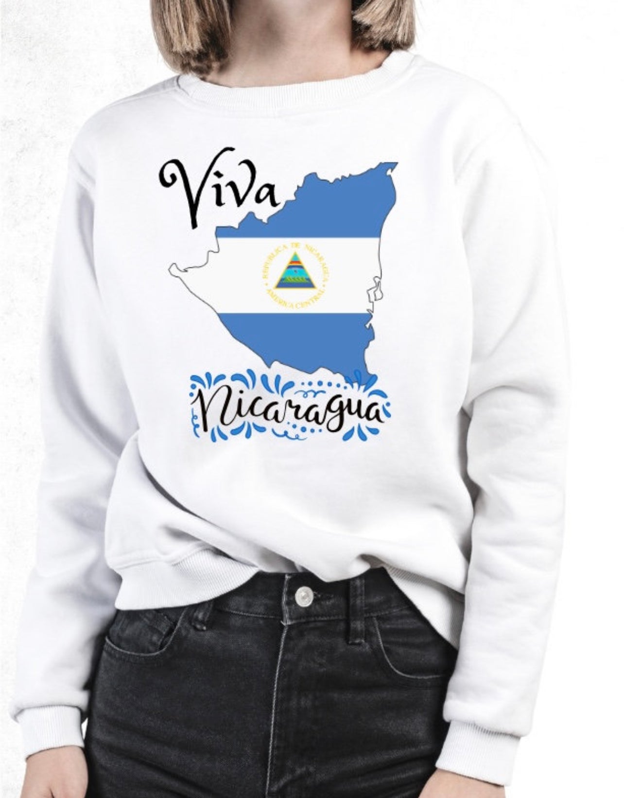 Viva Nicaragua Map Sweatshirt | Full Chest Print | Adult Unisex size