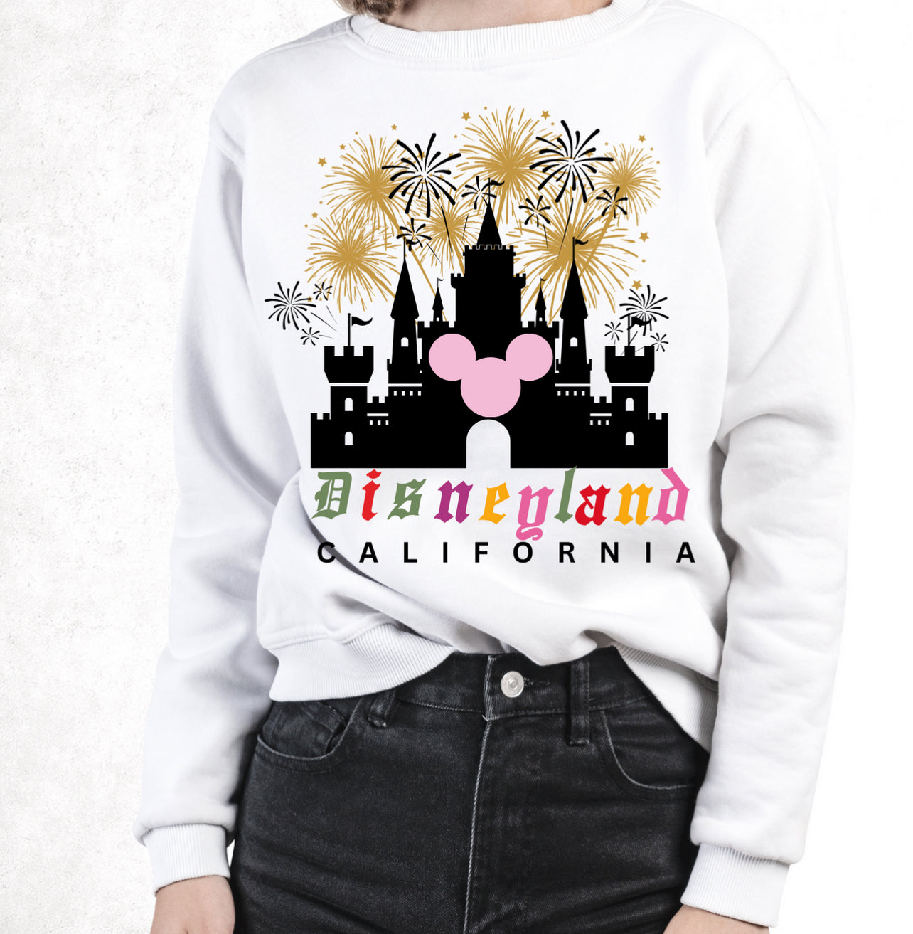 Magical Kingdom CALIFORNIA Sweatshirt | Light Pink mouse | Adult Unisex size
