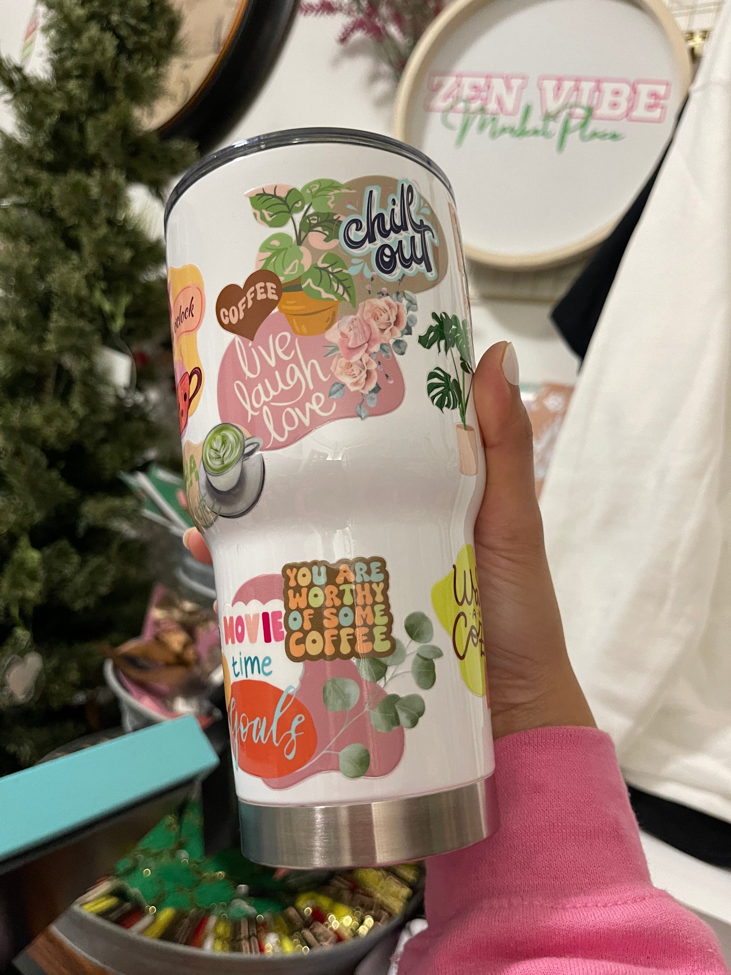 Warm+Cozy Fall Daily Reminder Insulated Tumbler with Lid | Hot/Cold | 30fl oz | White