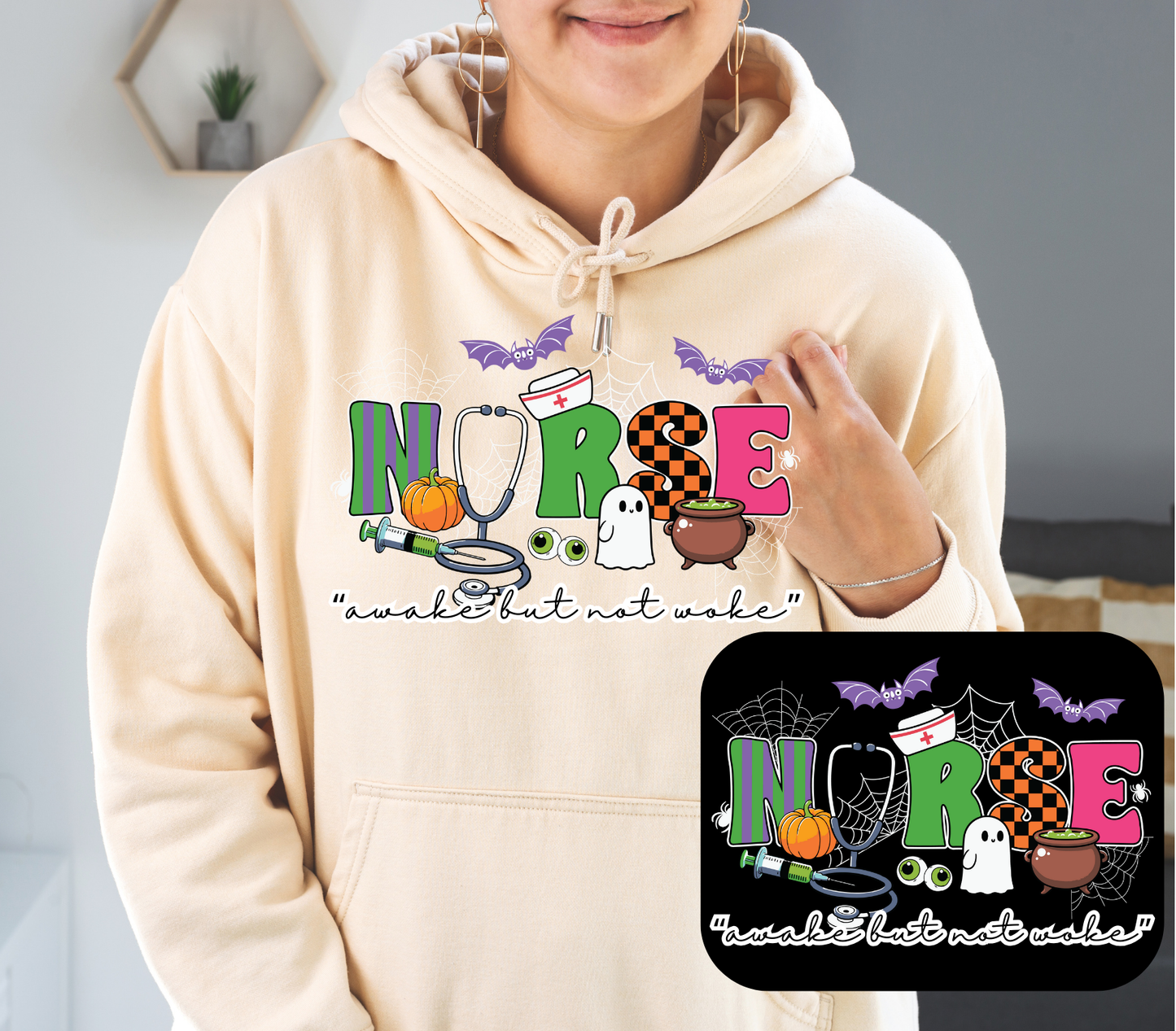 NURSE awake but not woke Halloween HOODIE | Halloween | Unisex size