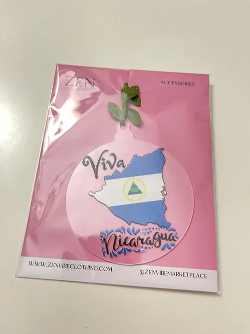 Viva Nicaragua Flag Ornament | RoundClearAcrylic | Accessories | NEW DESIGN
