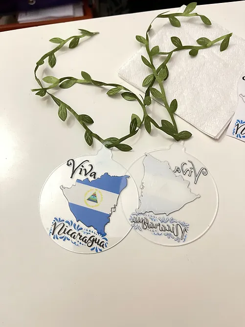 Viva Nicaragua Flag Ornament | RoundClearAcrylic | Accessories | NEW DESIGN