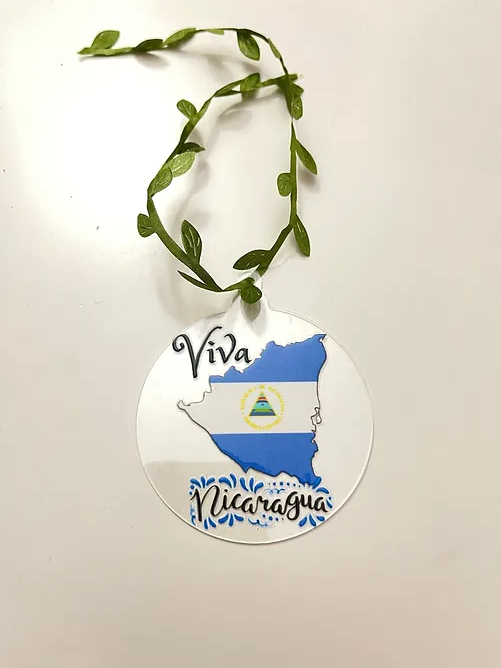 Viva Nicaragua Flag Ornament | RoundClearAcrylic | Accessories | NEW DESIGN