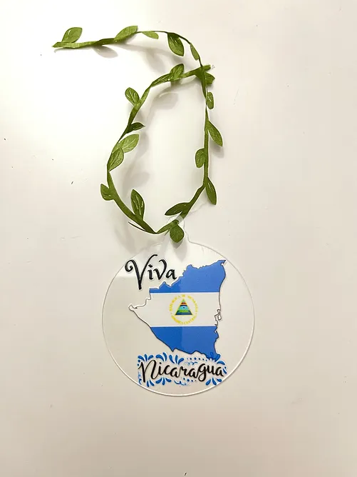 Viva Nicaragua Flag Ornament | RoundClearAcrylic | Accessories | NEW DESIGN