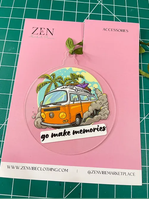 Orange MiniVan GoMakeMemories Ornament | RoundClearAcrylic | Accessories