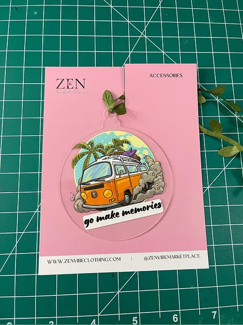 Orange MiniVan GoMakeMemories Ornament | RoundClearAcrylic | Accessories