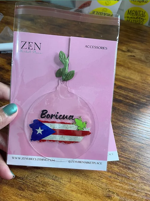 BORICUA+Coqui Ornament | BLACK font |Round Clear Acrylic | 3x3.5" | Accessories