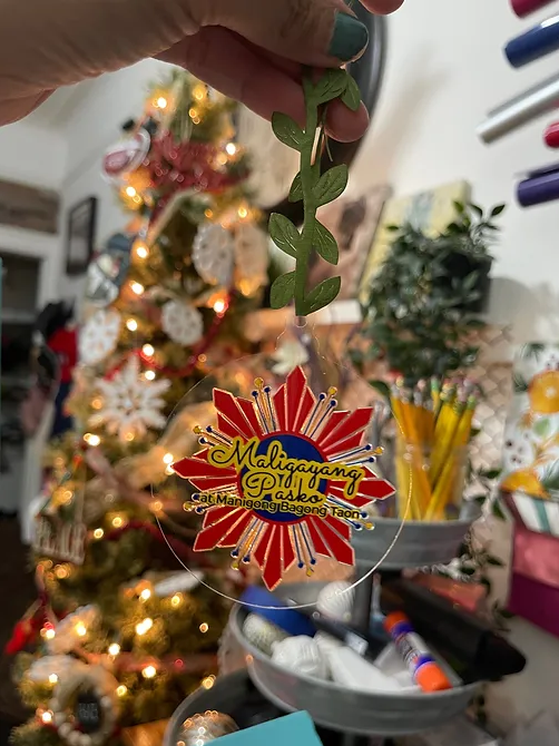 Flag RedSun YellowMaligayangPasko Ornament | RoundClearTHINAcrylic | Accessories