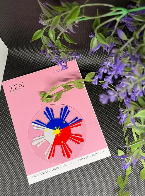 Pinoy Sun Flag Ornament | design on both sides | RoundClearAcrylic | Accessories