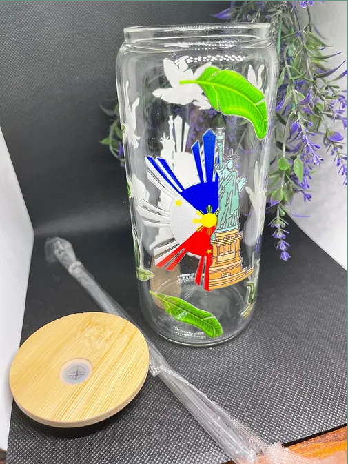 Pinoy In NYC Tropical beercan glasscup set | 20 oz | for cold drinks only