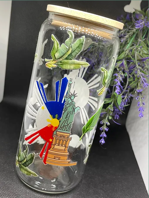 Pinoy In NYC Tropical beercan glasscup set | 20 oz | for cold drinks only