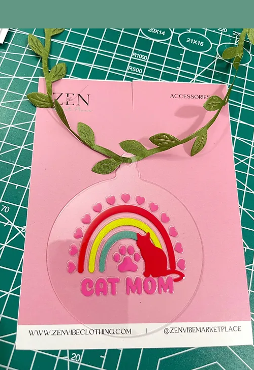 Cat Mom Boho Arches Ornament | RoundClearAcrylic | Accessories | Animals